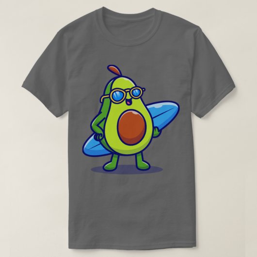 Niedliches Avocado-Surfen im Cartoon T-Shirt (Design vorne)
