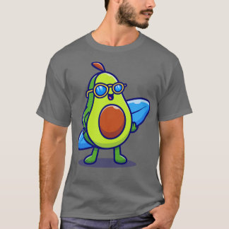 Niedliches Avocado-Surfen im Cartoon T-Shirt
