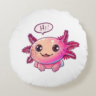 Niedliches Axolotl-Comic im Cartoon-Stil Rundes Kissen