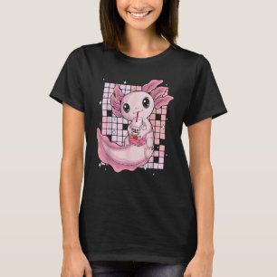 Niedliches Axolotl Drinken Erdbeere Milchblase Tee