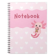 Niedliches Axolotl Drinking Bubble Tee Notebook