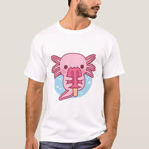 Niedliches Axolotl Eating Popsice Ice Creme T-Shirt