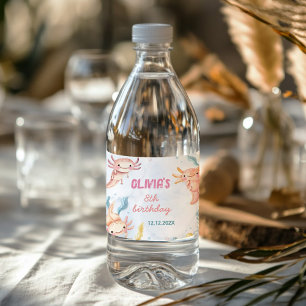 Niedliches Axolotl Girl Geburtstagswasser-Flasche Wasserflaschenetikett