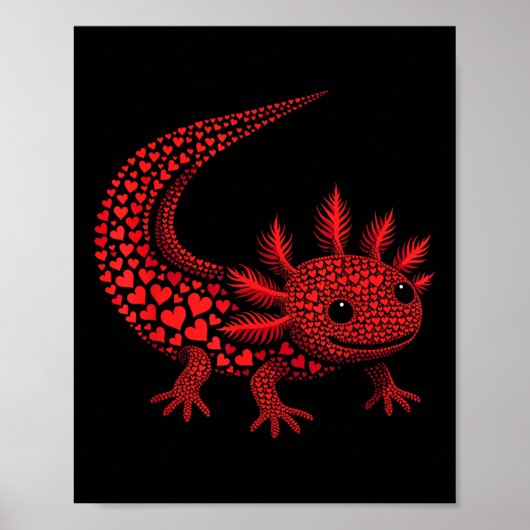 Niedliches Axolotl Heart Kids Mens Womens Valentin Poster (Vorne)