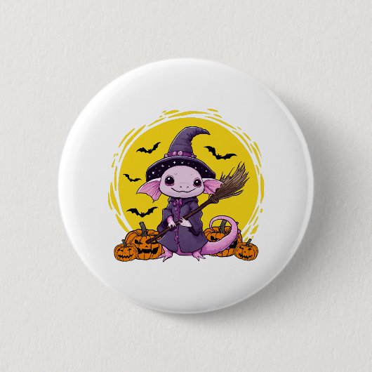 Niedliches Axolotl Hexenmeister Button (Vorderseite)