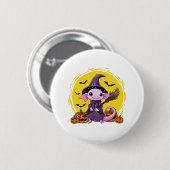 Niedliches Axolotl Hexenmeister Button (Vorne & Hinten)