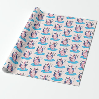 Niedliches Axolotl-Hören auf Musik Geschenkpapier