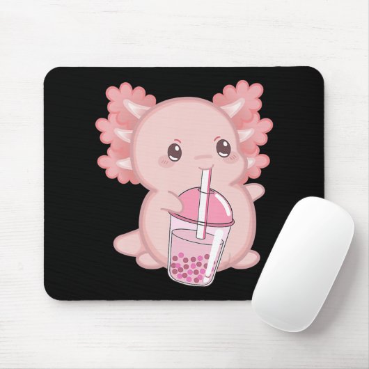 Niedliches Axolotl Japanisches Erdbeeren Milch Ani Mousepad (Mit Mouse)