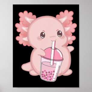 Niedliches Axolotl Japanisches Erdbeeren Milch Ani Poster