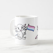Niedliches Axolotl mit Bigender-Pride-Flag LGBTQ+ Kaffeetasse (Vorderseite Links)