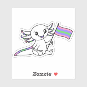 Niedliches Axolotl mit dem Trigender-Pride-Flag LG Aufkleber