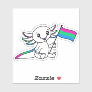 Niedliches Axolotl mit Polysexual Pride Flag LGBTQ Aufkleber