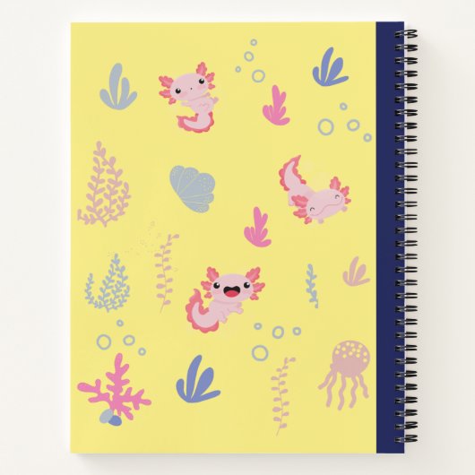 Niedliches Axolotl-Muster für Primär-Komposition-N Notizblock (Rückseite)