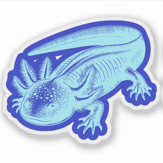 Niedliches Axolotl Neue Designs Ocean Blue Vinyl Aufkleber (Vorderseite)
