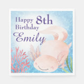 Niedliches Axolotl Schwimmen im Meer Geburtstag Serviette (Vorderseite)