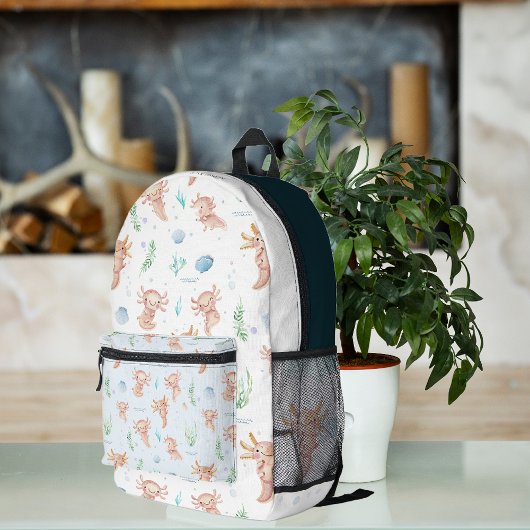 Niedliches Axolotmuster Monogramm Bedruckter Rucksack