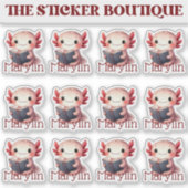 Niedliches Axolotname Reading Sticker Pack (Vorderseite)