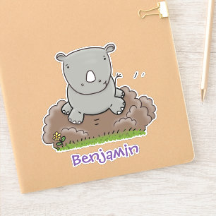 Niedliches Baby-African Rhino-Cartoon-Beispiel Aufkleber