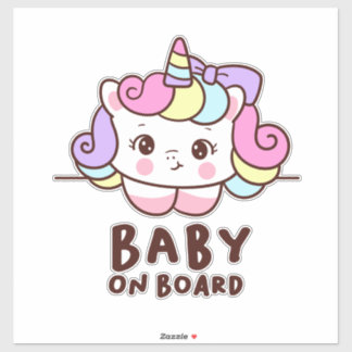Niedliches Baby an Bord Unicorn Aufkleber