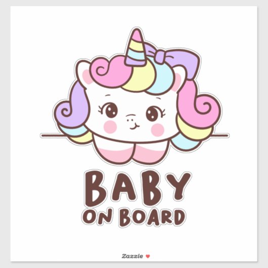 Niedliches Baby an Bord Unicorn Aufkleber (Blatt)