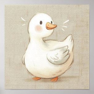Niedliches Baby Animal Happling Duckling Kinderzim Poster