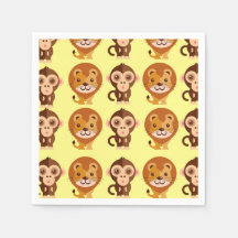 Niedliches Baby Animal Yellow Paper Napkins | Gesc
