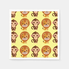 Niedliches Baby Animal Yellow Paper Napkins | Gesc Serviette