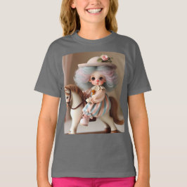 Niedliches Baby auf einem Holzpferd T-Shirt