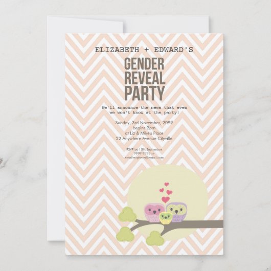 Niedliches Baby-Baby-Gender-Party einladen Einladung (Rückseite)