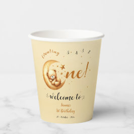 Niedliches Baby Bären schlafen auf dem Mond 1. Geb Pappbecher