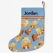 Niedliches Baby Bear Blue Name Kleiner Weihnachtsstrumpf (Rückseite)