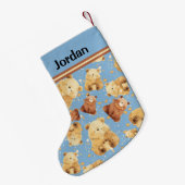 Niedliches Baby Bear Blue Name Kleiner Weihnachtsstrumpf (Rückseite (Hängend))