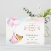 Niedliches Baby Bear Girl Virtual Baby Dusche per Einladung (Stehend Vorderseite)