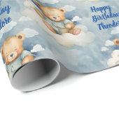 Niedliches Baby Bear Personalisiert Boys Geburtsta Geschenkpapier (Rolleneckpunkt)