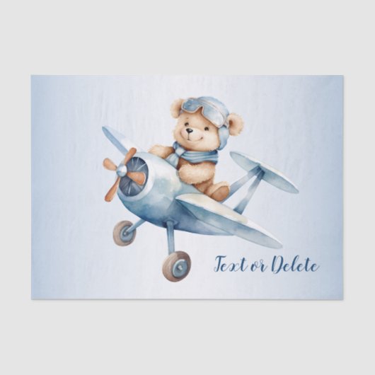Niedliches Baby Bear Pilot Blue Flugzeug Schöne Seidenpapier (Vorderseite)