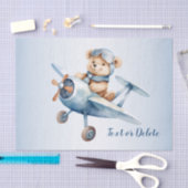 Niedliches Baby Bear Pilot Blue Flugzeug Schöne Seidenpapier (Handwerk)
