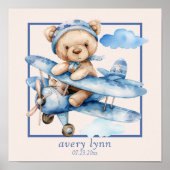 Niedliches Baby Bear & Toy Airplane Kinderzimmer K Poster (Vorne)
