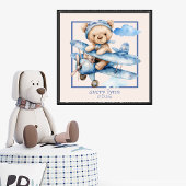 Niedliches Baby Bear & Toy Airplane Kinderzimmer K Poster