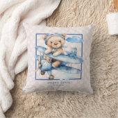Niedliches Baby Bear & Toy Airplane Kinderzimmer Kissen (Decke)
