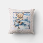 Niedliches Baby Bear & Toy Airplane Kinderzimmer Kissen (Vorderseite)