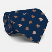 Niedliches Baby Bears Muster Mit Monogramm Krawatte (Gerollt)