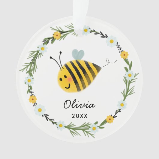 Niedliches Baby Bee Erste Weihnacht Ornament (Vorderseite)