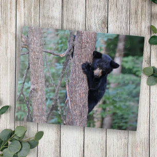 Niedliches Baby Black Bear Cub Klettergarten Natur Puzzle