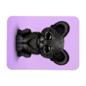 Niedliches Baby Black Panther Cub auf Lila Magnet (Horizontal)
