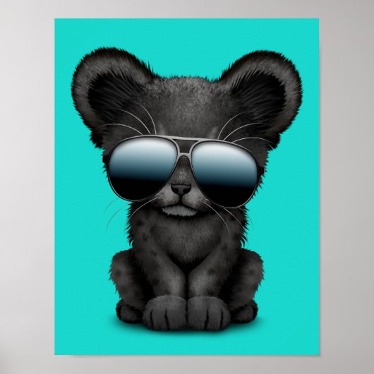 Niedliches Baby Black Panther mit Sonnenbrille Poster (Vorne)