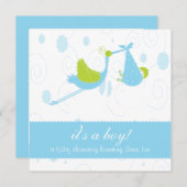 Niedliches Baby-Blau "es ist ein Junge" Einladung (Vorne/Hinten)