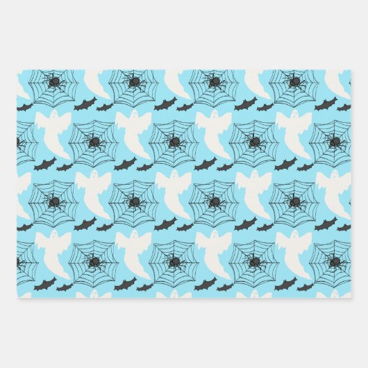 Niedliches Baby Blue Ghost Bat Wrapping Paper Set Geschenkpapier Set (Vorderseite 3)