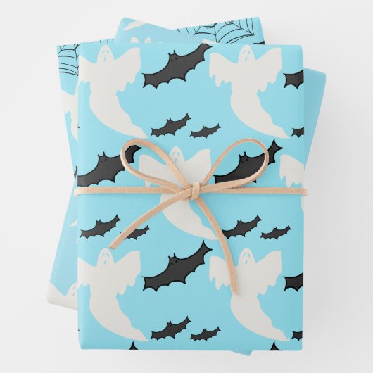 Niedliches Baby Blue Ghost Bat Wrapping Paper Set Geschenkpapier Set (Beispiel)