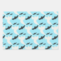 Niedliches Baby Blue Ghost Bat Wrapping Paper Set 