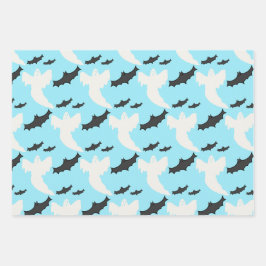 Niedliches Baby Blue Ghost Bat Wrapping Paper Set  Geschenkpapier Set